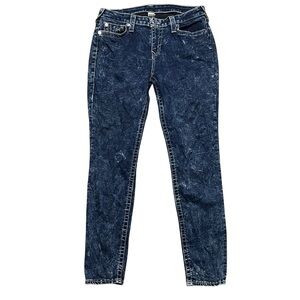 True Religion Women’s 32 Blue Denim Acid Wash Splatter Retro NWOT